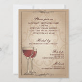 Elegant Wine Themed Bridal Shower Invitation (Back)