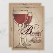 Elegant Wine Themed Bridal Shower Invitation (Front/Back)