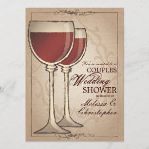 Elegant Wine Themed Couples Wedding Shower Invitation