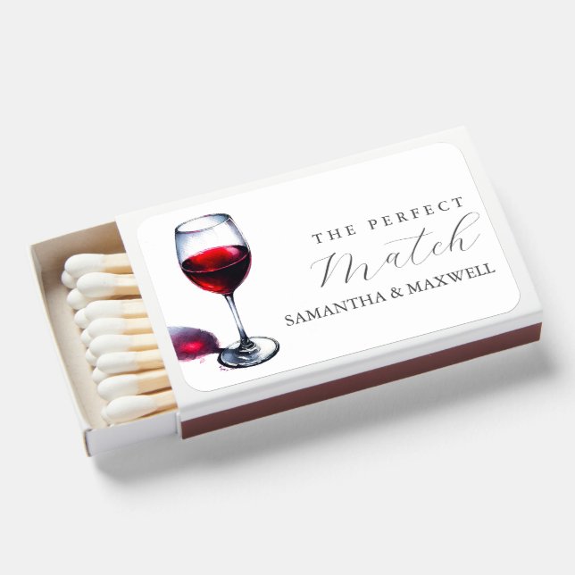 Elegant Wine Themed Custom Favors Matchboxes (Front Open)