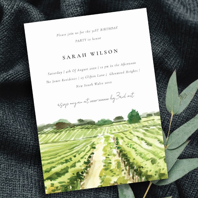 Elegant Winery Vineyard Any Year Birthday Invite (Creator Uploaded)