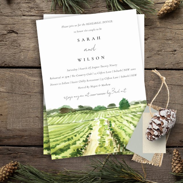 Elegant Winery Vineyard Rehearsal Dinner Invite (Creator Uploaded)