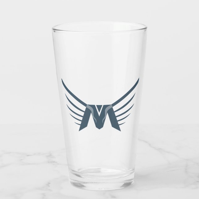Elegant Wing Letter M monogram Glass (Back)