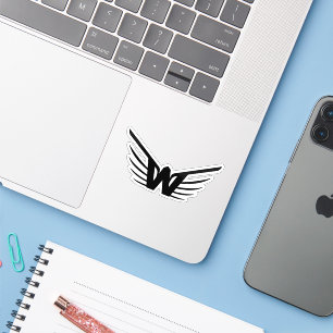 Elegant Wing Letter W monogram Sticker