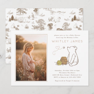 Elegant Winnie the Pooh Baby Shower - Photo Invitation