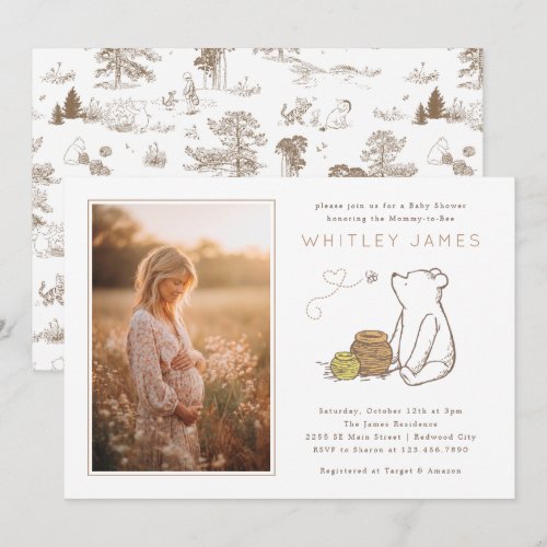 Elegant Winnie the Pooh Baby Shower - Photo Invitation