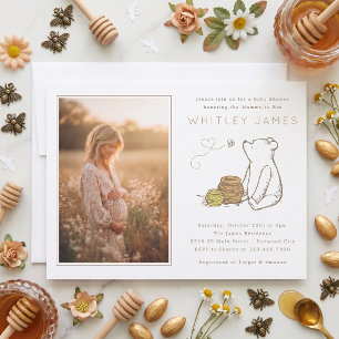 Elegant Winnie the Pooh Baby Shower - Photo Invitation