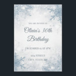 Elegant Winter 30th Birthday Invitation – Icy Snow<br><div class="desc">Elegant Winter 30th Birthday Invitation – Icy Snowflakes & Silver Shimmer Celebrate turning 30 in style with this elegant winter birthday invitation featuring delicate icy snowflakes, soft silver shimmer, and frosted watercolor textures. A pale blue and cool gray palette paired with subtle glitter accents creates a modern, minimalist winter aesthetic....</div>