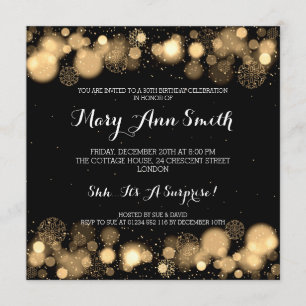 Elegant Winter 30th Birthday Party Gold Invitation