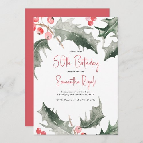 Elegant Winter 50th Birthday Invitations