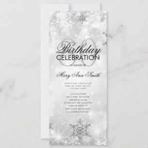 Elegant Winter 80th Birthday Program Silver Menu