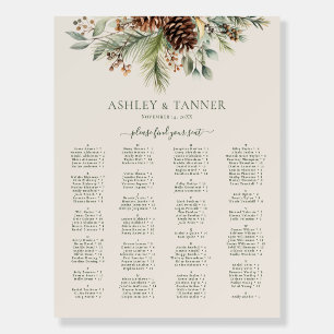 Elegant Winter Alphabetical Wedding Seating Chart Foam Board