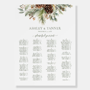 Elegant Winter Alphabetical Wedding Seating Chart Foam Board