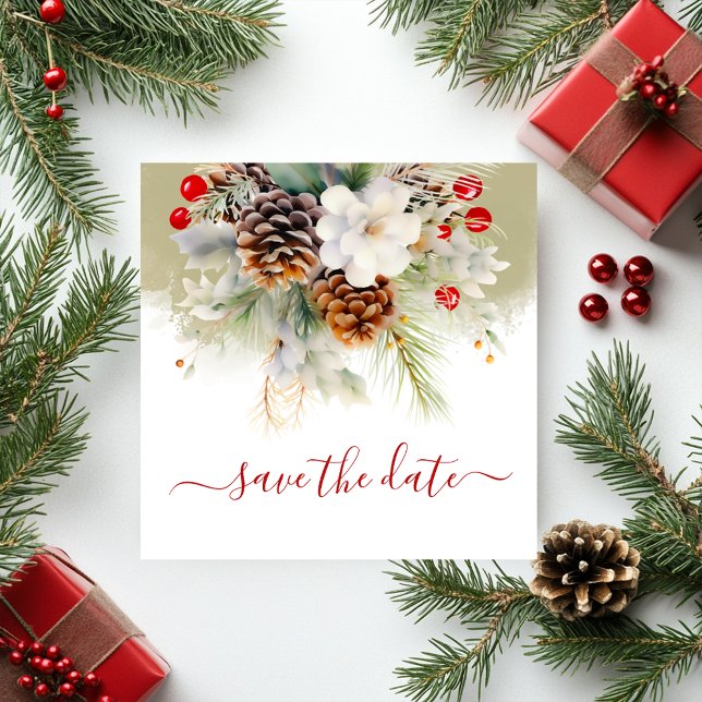 Elegant Winter Ash Evergreen Baby Shower Save The Date (Elegant Winter Ash Evergreen Baby Shower Save The Date)