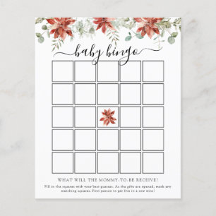 Elegant Winter Baby Shower Bingo Game Card