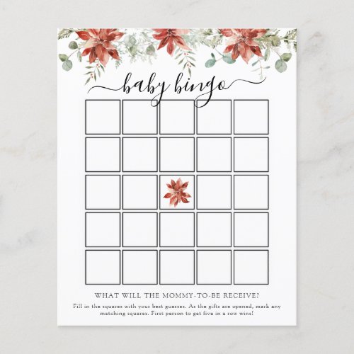Elegant Winter Baby Shower Bingo Game Card
