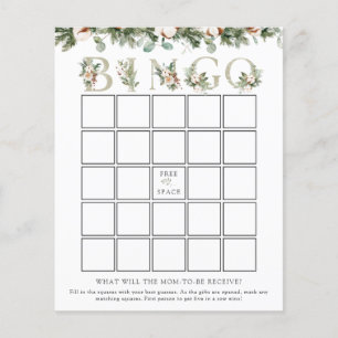 Elegant Winter Baby Shower Bingo Game Card
