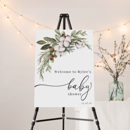 Elegant Winter Baby Shower Welcome Foam Board