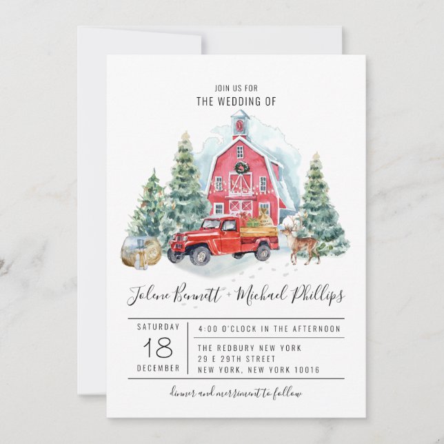 Elegant Winter Barn | Watercolor Wedding (Front)