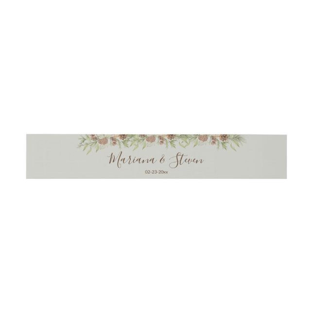 Elegant Winter Beige Wedding Invitation Belly Band (Flat)