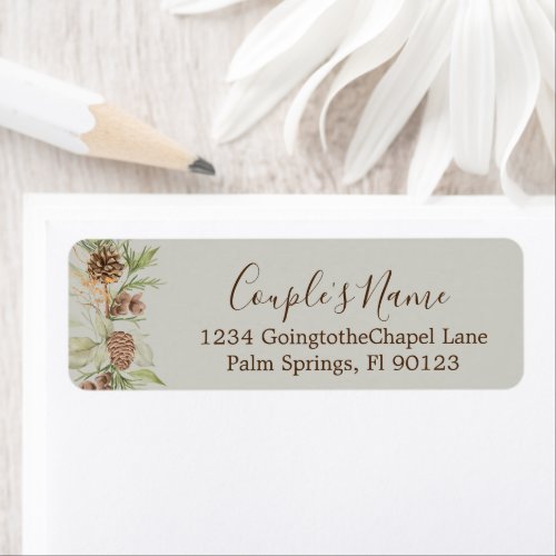 Elegant Winter Beige Wedding Return Address Label