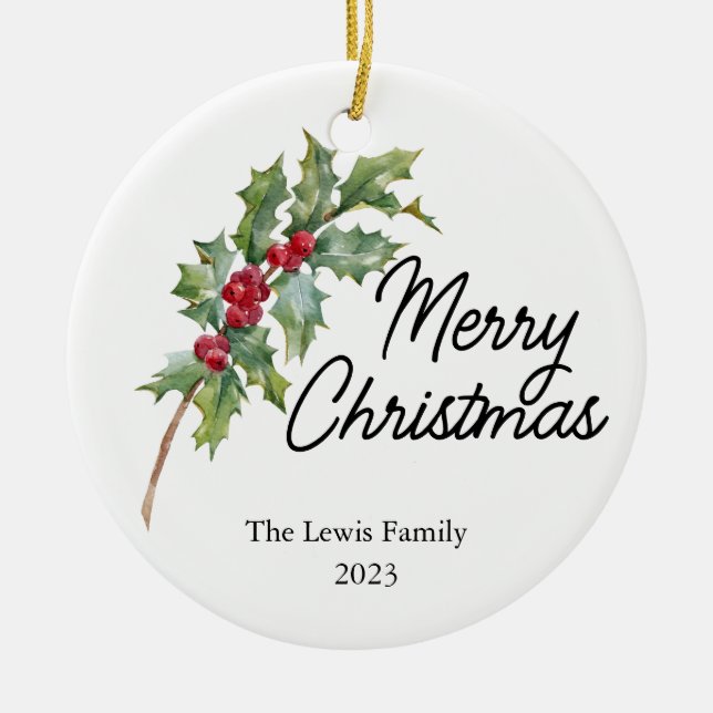 Elegant Winter Berries Holiday Party  Ceramic Ornament (Front)