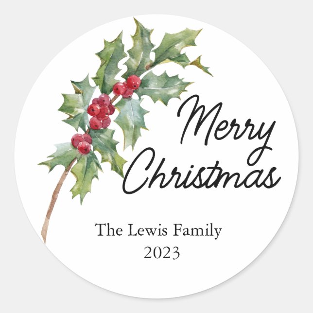 Elegant Winter Berries Holiday Party  Classic Round Sticker (Front)