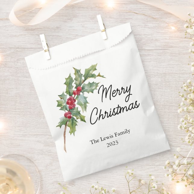 Elegant Winter Berries Holiday Party  Favor Bag (Clipped)