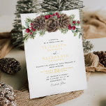 Elegant Winter Berries Pine Cone Christmas Wedding Foil Invitation<br><div class="desc">Impress your guests with this elegant Christmas wedding invitation featuring real gold foil. The winter themed invitation is decorated with watercolor greenery pine cones and winter evergreen branches, accented with red holly berries. On the back is a burgundy watercolor texture. Find matching rsvp and enclosure cards, as well as other...</div>
