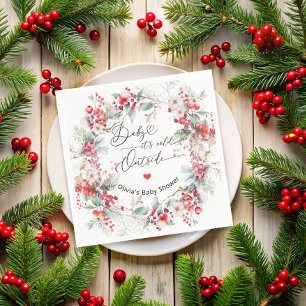 Elegant Winter Berry Baby Shower Napkins