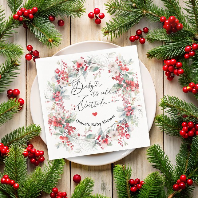 Elegant Winter Berry Baby Shower Napkins (Creator Uploaded)