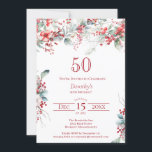 Elegant Winter Berry Botanical 50th Birthday Invitation<br><div class="desc">Invite your guests to a special winter or Christmas birthday party with this elegant red berry and sage green foliage floral design. Deep red berries are nestled in leaves and branches. Red text adds to the festive mood. This item is part of the Winter Berry Collection. It contains templates you...</div>