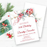 Elegant Winter Berry Botanical 50th Birthday Invitation<br><div class="desc">Invite your guests to a special winter birthday party with this elegant red berry and sage green foliage floral design. Deep red berries are nestled in leaves and branches. Red text adds to the festive mood. This item is part of the Winter Berry Collection. It contains templates you can use...</div>