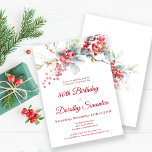 Elegant Winter Berry Botanical 80th Birthday Invitation<br><div class="desc">Invite your guests to a special winter birthday party with this elegant red berry and sage green foliage floral design. Deep red berries are nestled in leaves and branches. Red text adds to the festive mood. This item is part of the Winter Berry Collection. It contains templates you can use...</div>