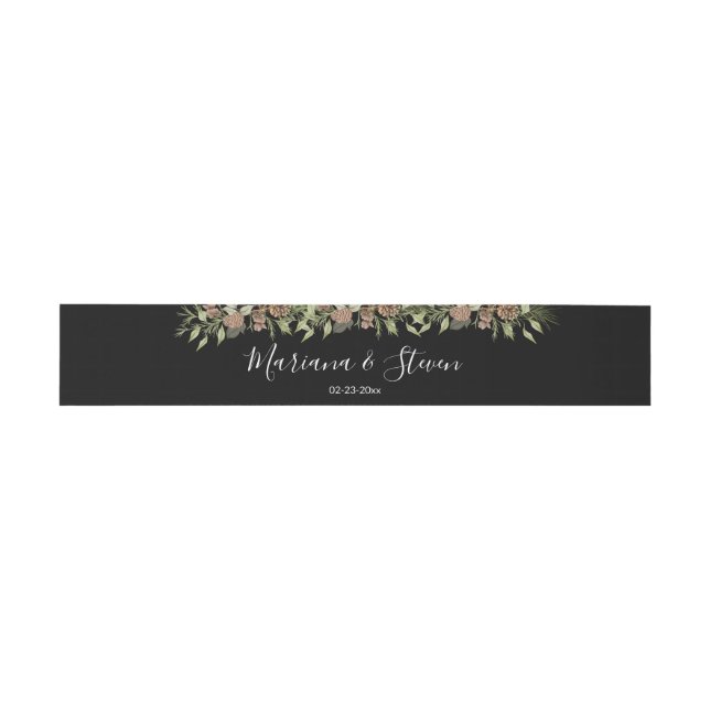 Elegant Winter Black and White Wedding Invitation Belly Band (Flat)