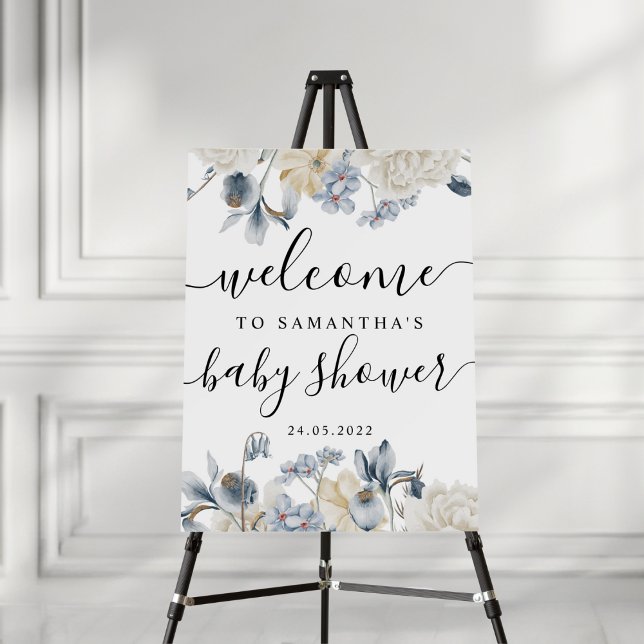 Elegant Winter Blue And White Flowers Foam Board (Creator Uploaded)