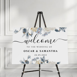 Elegant Winter Blue And White Flowers Foam Board