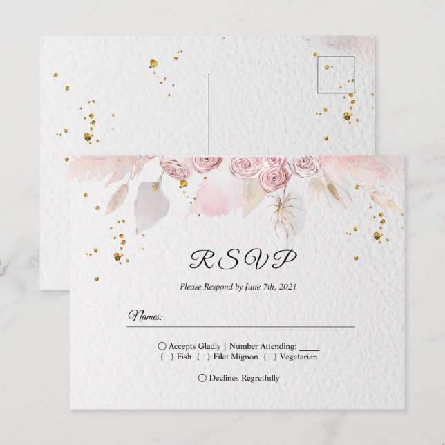 Elegant Winter Blue And White Flowers Invitation P Postcard (Front/Back)