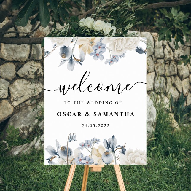 Elegant Winter Blue And White Flowers Poster (Creator Uploaded)