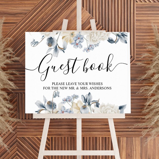 Elegant Winter Blue And White Flowers Poster (Creator Uploaded)