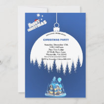 Elegant Winter Blue Christmas Party Sparkle  Invitation