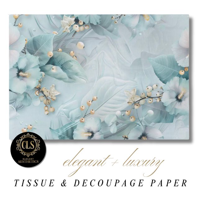 Elegant Winter Blue Florals Luxe Aesthetics  Tissue Paper (Creator Uploaded)