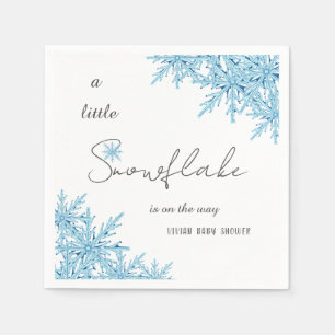 Elegant Winter Blue Little Snowflake Baby Shower Napkins