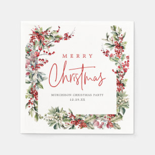 Elegant Winter Botanical Christmas Holiday Party Napkins