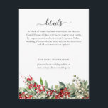 Elegant Winter Botanical Christmas Holiday Wedding Enclosure Card<br><div class="desc">Elegant Winter Botanical Christmas Holiday Wedding features elegant red and green watercolor greenery of holly and berries.</div>