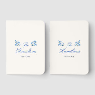 Elegant Winter Botanical Custom His and Hers Foil Vow Books