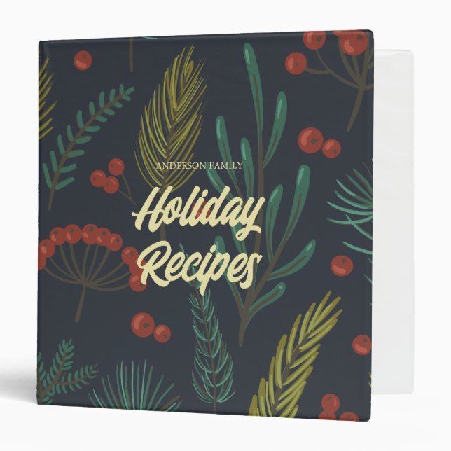 Elegant Winter Botanical Holiday Recipe Binder (Front/Inside)