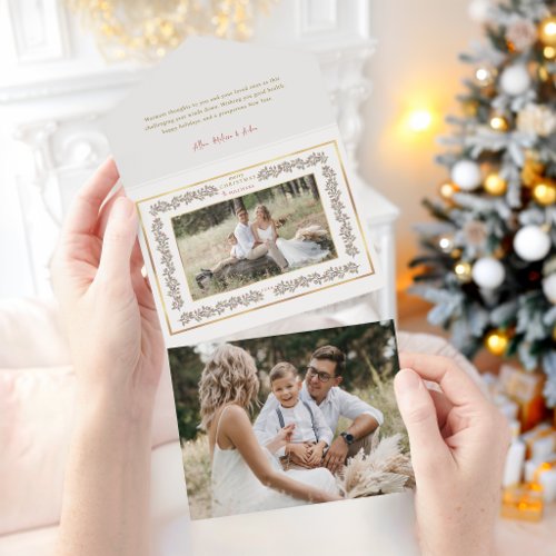 Elegant Winter Botanical Two Photo All In One Invitation