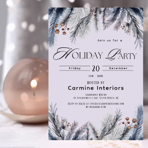 Elegant Winter Botanicals Corporate Office Holiday Invitation