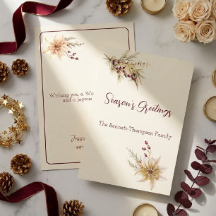 Elegant Winter Botanicals Photo Christmas Gold Foil Holiday Card